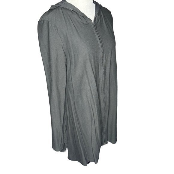 Eileen‎ Fisher Gray Lightweight Longline Hooded Zipper Spring Jacket Size Small - Picture 7 of 9